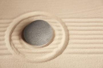 Fototapeta na wymiar Japanese Zen garden. Pebble on a sand
