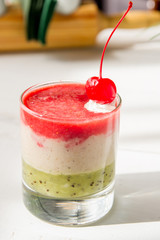 layered dessert of ice cream and fruit