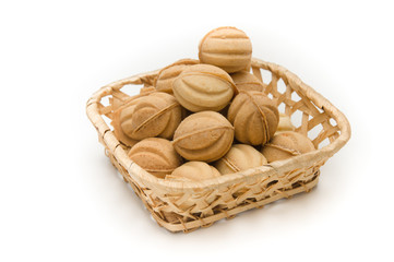 wafer nuts with cream in a basket
