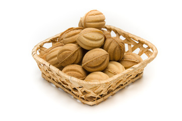 wafer nuts with cream in a basket