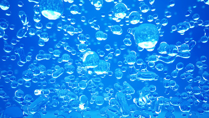 Blue background and texture with falling water drops