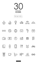 30 SIMPLIFIED TRAVEL ICONS design