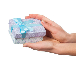 Gift and Hand isolated