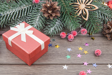 Christmas gift and decoration in red