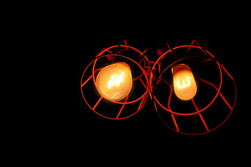 Decorative lighting. Bright lamps in the dark