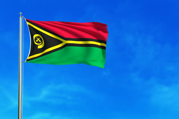Flag of Vanuatu on the blue sky background. 3D illustration