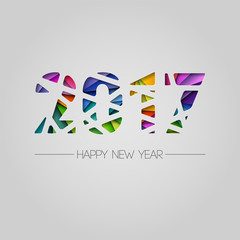 Colorful text on a white background, Happy New Year and 2017, greeting card. Eps10 vector