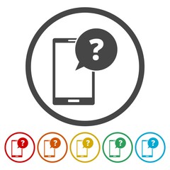 Smartphone, speech bubble, question mark icons set 