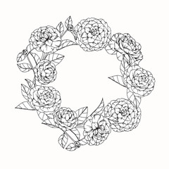 Hand drawing flowers. Camellia flower vector illustration and clip art on white backgrounds