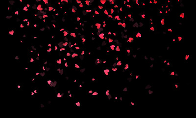 Fototapeta na wymiar Valentine Day pink hearts petals falling vector background