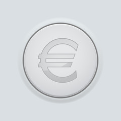 Round button with euro sign. On gray interface background