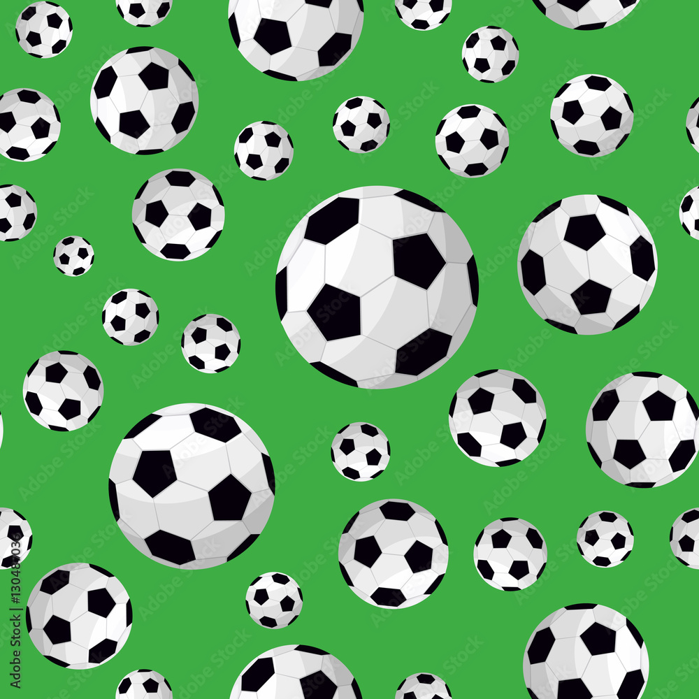 Sticker Soccer Ball Seamless Football Background Pattern. Vector