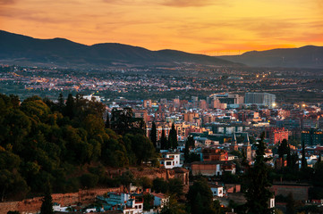 Fototapeta na wymiar Granada, Spain. Aerial view of Granada