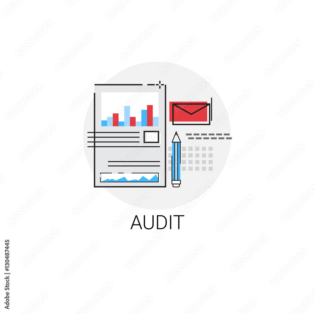 Aufkleber audit data analysis icon financial graph vector