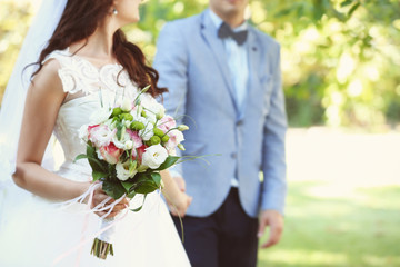 Bride and groom on wedding day