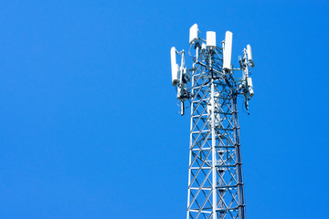 Communication Tower with Parabolic and GSM Antennas, Located in The Thailand..