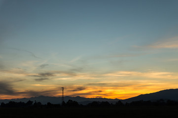 Fototapeta na wymiar sunset sky in mountains