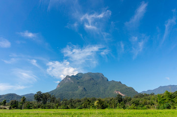 Fototapeta na wymiar landscape view of Doi Luang Chiang Dao the big and high mountain in Chiang Mai,Thailand
