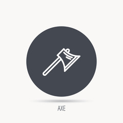 Axe icon. Worker equipment sign. Steel weapon symbol. Round web button with flat icon. Vector