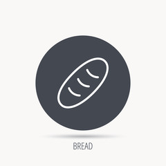 Bread icon. Natural food sign. Bakery symbol. Round web button with flat icon. Vector