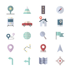 Navigation Icons and location Icons Set Of Vector Illustration Style Colorful Flat Icon