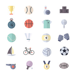 Sport Icons Set Of Vector Illustration Style Colorful Flat Icons