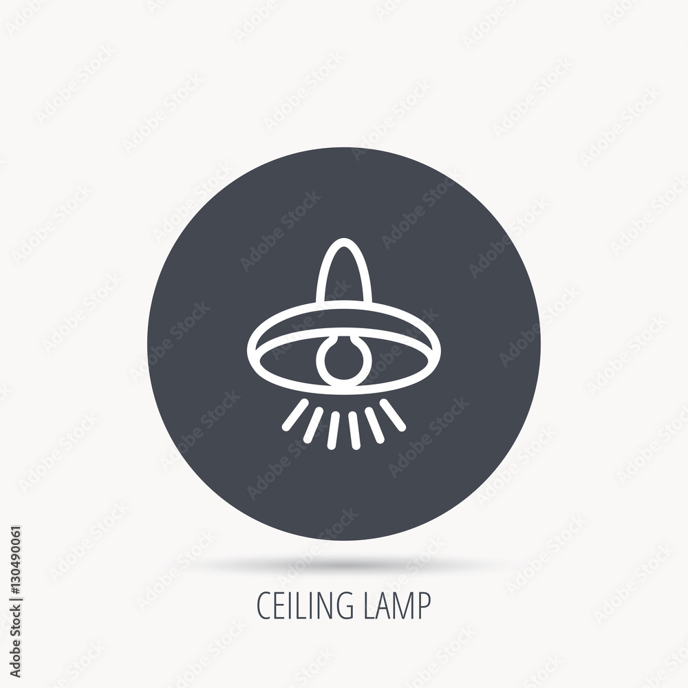 Poster ceiling lamp icon. light illumination sign. round web button with flat icon. vector