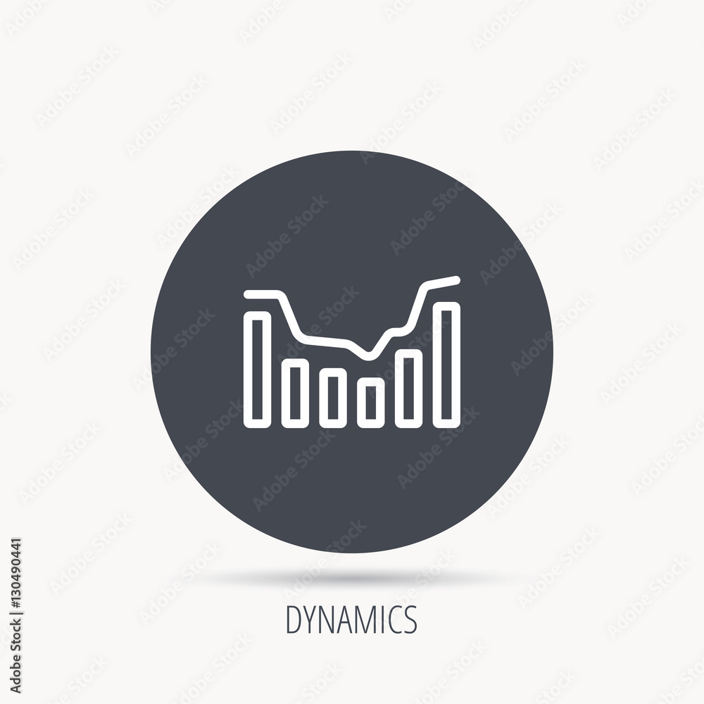 Poster dynamics icon. statistic chart sign. growth infochart symbol. round web button with flat icon. vecto