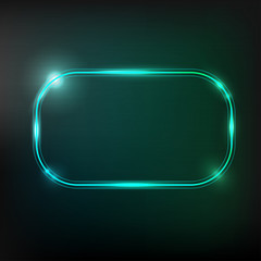 Retro design. Neon frame. Shining rectangle banner. Isolated on dark background. Vector illustration.
