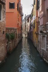 Fototapeta na wymiar Venetian residential area along small canal
