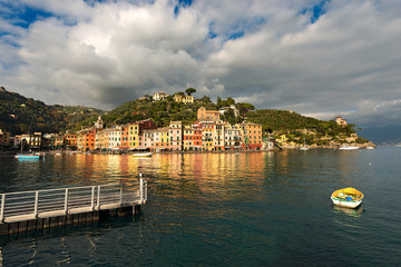 Fototapeta na wymiar Portofino village with the port and colorful houses. Genova, Liguria, Italy
