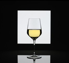 Wineglass  on blurred black and white background