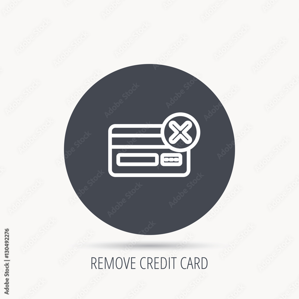 Poster remove credit card icon. shopping sign. round web button with flat icon. vector