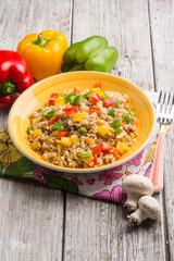 risotto with capsicum and champignon mushroom