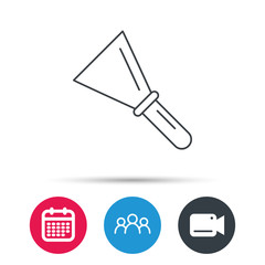 Spatula icon. Finishing repair tool sign. Group of people, video cam and calendar icons. Vector