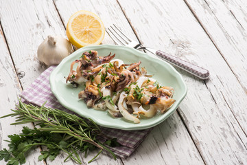 roasted cuttlefish with parsley and lemon