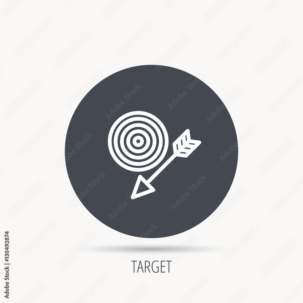 Aufkleber target with arrow icon. dart aim sign. round web button with flat icon. vector
