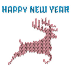 Knitted deer and Inscription Happy New Year