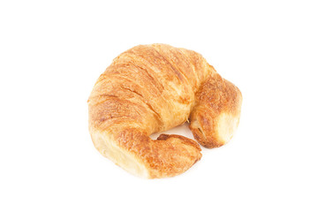 Croissant sobre fondo blanco asilado. Vista superior