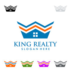 King estate, represented Real estate vector logo design, home, house illustration