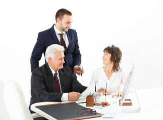 Senior couple at notary office