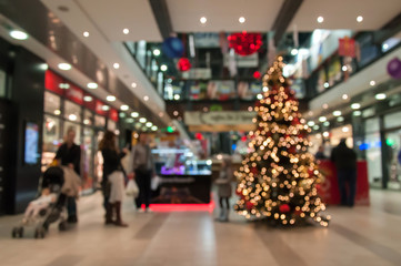 Abstract blur image of shopping mall on christmas time for background - 130494875