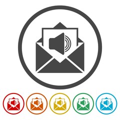 Voice mail, Speaker symbol, Audio message icons set 