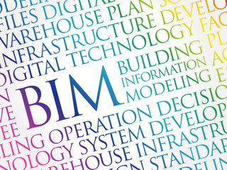 BIM - building information modeling word cloud, business concept