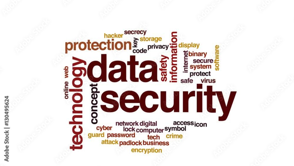 Aufkleber data security animated word cloud.
