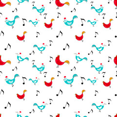 Pattern with chickens and music
