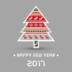 Fototapeta premium Happy new year 2017 with Christmas tree