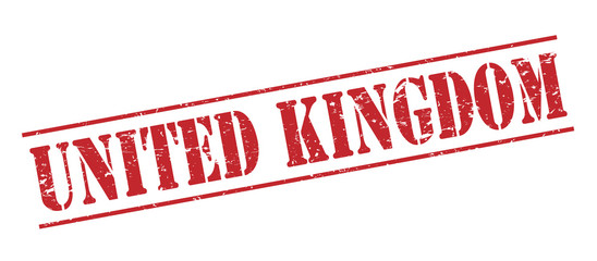 united kingdom red stamp on white background