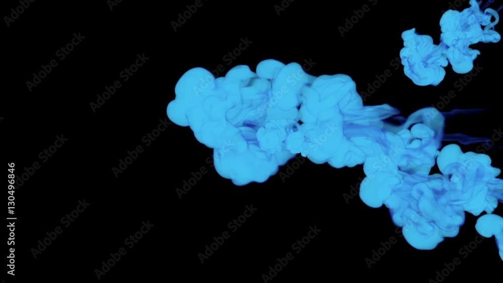 Aufkleber blue ink drop in water on a black background for effects. 3d render. voxel graphics. computer simula
