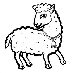 Vector illustration of sheep black and white